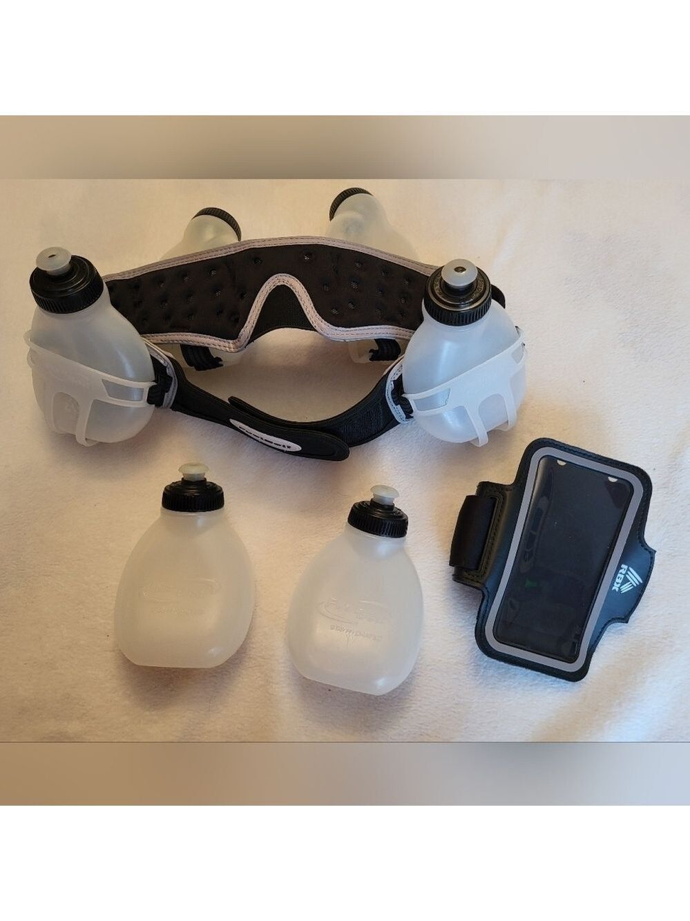 FuelBelt Running Hydration Belt with Six Bottles and Bonus Armband Phone…